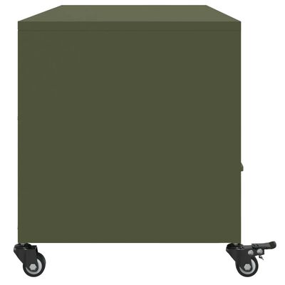 vidaXL Meuble TV vert olive 100,5x39x43,5 cm acier