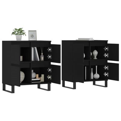 vidaXL Buffets 2 pcs noir bois d'ingénierie