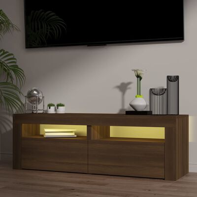 vidaXL Meuble TV avec lumières LED chêne marron 120x35x40 cm