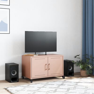 vidaXL Meuble TV rose 68x39x43,5 cm acier