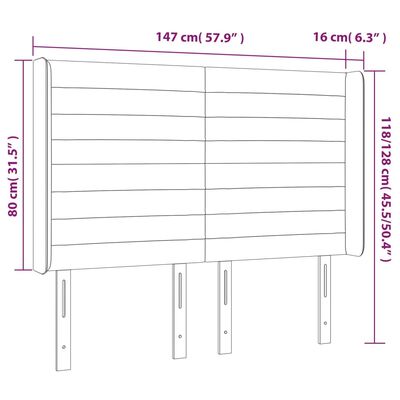 vidaXL Tête de lit avec oreilles Taupe 147x16x118/128 cm Tissu