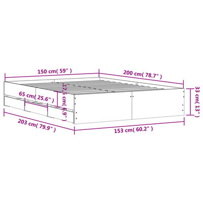 vidaXL Cadre de lit avec tiroirs sans matelas chêne marron 150x200 cm