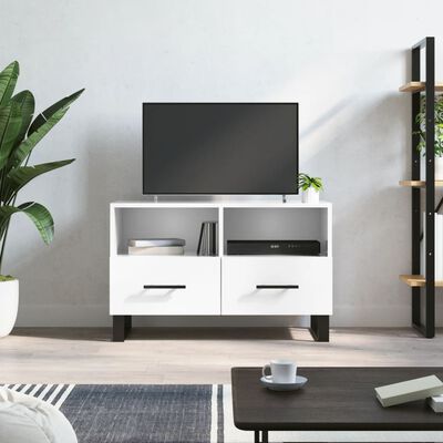 vidaXL Meuble TV Blanc brillant 80x36x50 cm Bois d'ingénierie