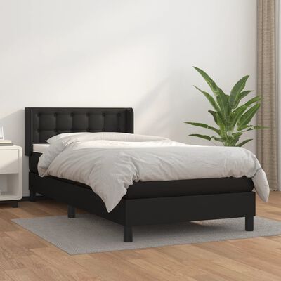 vidaXL Sommier à lattes de lit avec matelas Noir 100x200 cm Similicuir