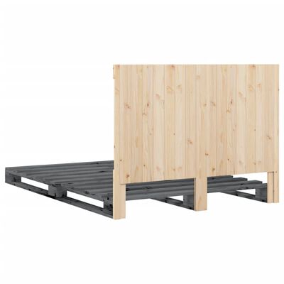 vidaXL Cadre de lit sans matelas gris 160x200 cm bois de pin massif