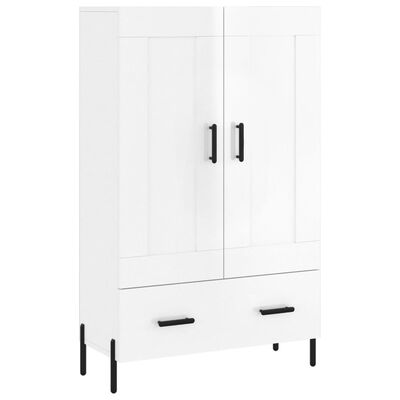 vidaXL Buffet haut blanc brillant 69,5x31x115 cm bois d'ingénierie