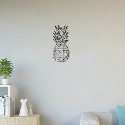 Homemania Décoration murale Ananas 22x55 cm Acier Noir