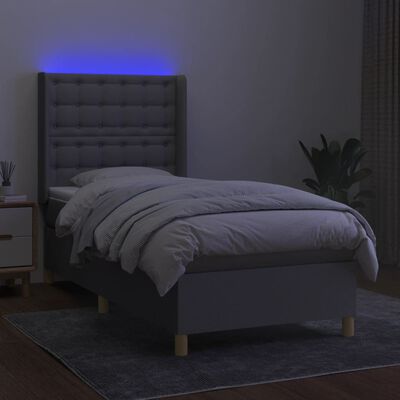 vidaXL Sommier à lattes de lit matelas LED Gris clair 80x200cm Tissu