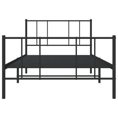 vidaXL Cadre de lit métal sans matelas avec pied de lit noir 100x190cm