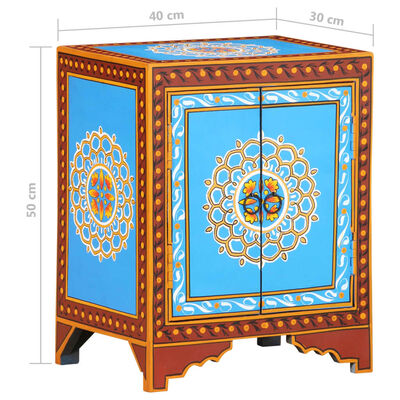 vidaXL Table de chevet peinte à la main 40x30x50 cm Bois de manguier