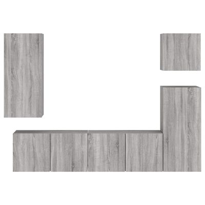 vidaXL Unités murales TV 5 pcs sonoma gris bois d'ingénierie