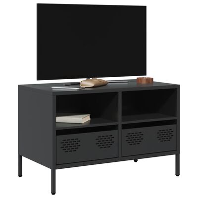 vidaXL Meuble TV noir 68x39x43,5 cm acier laminé à froid