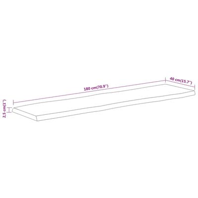 vidaXL Dessus de table 180x40x2,5 cm rectangulaire bois massif acacia