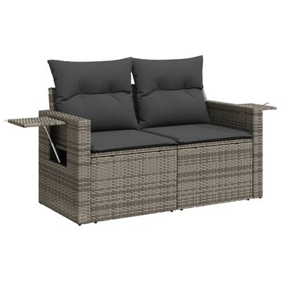 vidaXL Salon de jardin 6 pcs avec coussins gris résine tressée