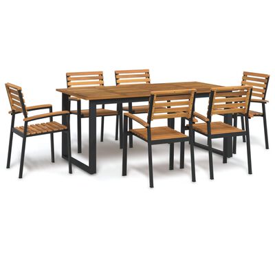 vidaXL Ensemble à manger de jardin 7 pcs bois d'acacia solide et métal