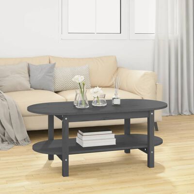 vidaXL Table basse Gris 110x55x45 cm Bois massif de pin