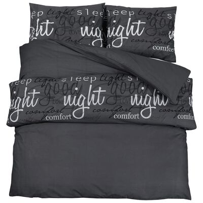 vidaXL Ensemble de housse de couette Noir 200x200 cm Coton