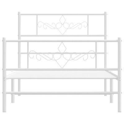 vidaXL Cadre de lit métal sans matelas et pied de lit blanc 100x200 cm