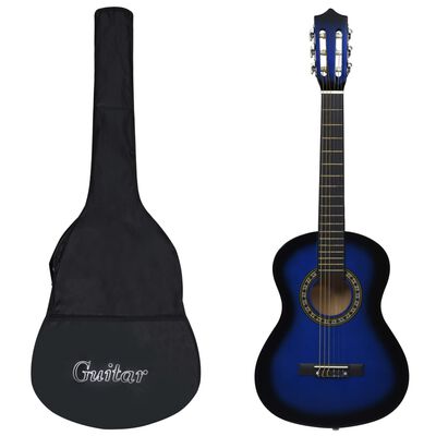 vidaXL Guitare classique avec sac de débutants et enfants Bleu 1/2 34"