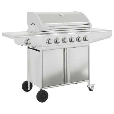 vidaXL Barbecue à gaz avec 7 brûleurs argent acier inoxydable