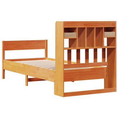 vidaXL Lit bibliothèque sans matelas cire marron 75x190 cm pin massif