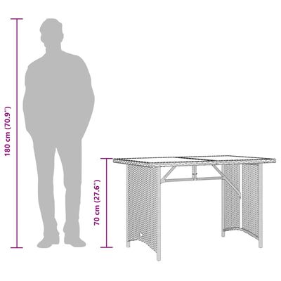 vidaXL Table de jardin et dessus en bois noir 110x68x70 cm poly rotin