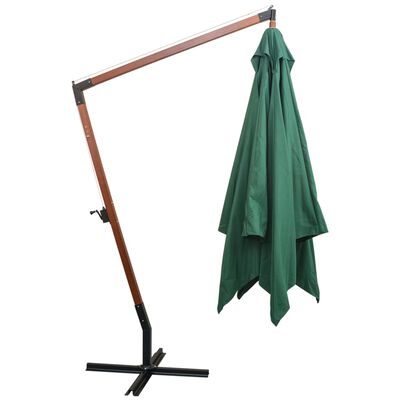 vidaXL Parasol suspendu avec poteau en bois 300x300 cm vert