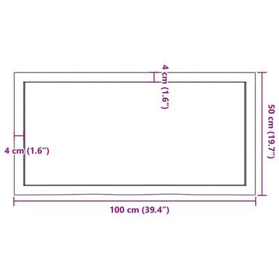 vidaXL Comptoir de salle de bain 100x50x(2-4)cm bois massif non traité