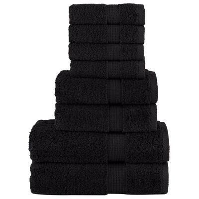 vidaXL Ensemble de serviettes de qualité supérieure SOLUND 8 pcs noir