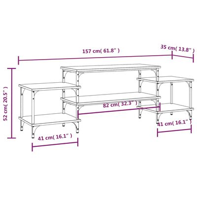 vidaXL Meuble TV Sonoma gris 157x35x52 cm bois d'ingénierie