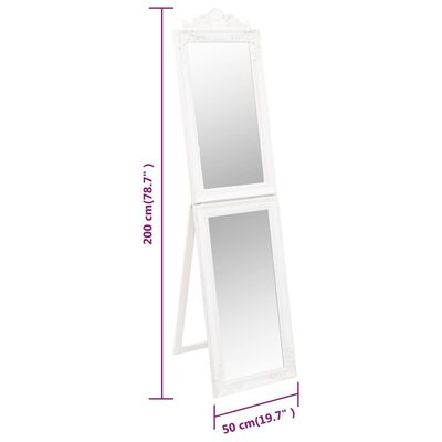 vidaXL Miroir sur pied Blanc 50x200 cm