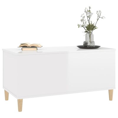 vidaXL Table basse Blanc brillant 90x44,5x45 cm Bois d'ingénierie