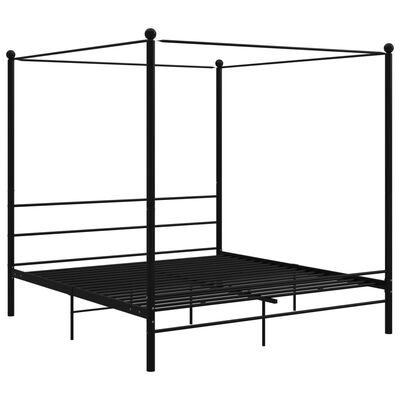 vidaXL Cadre de lit à baldaquin sans matelas noir métal 180x200 cm