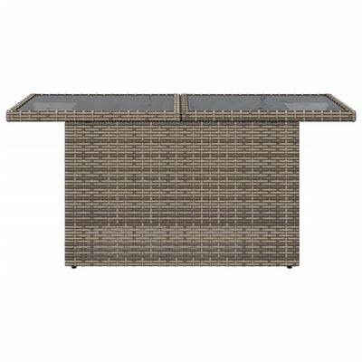 vidaXL Table de jardin dessus en verre gris 100x55x73cm résine tressée