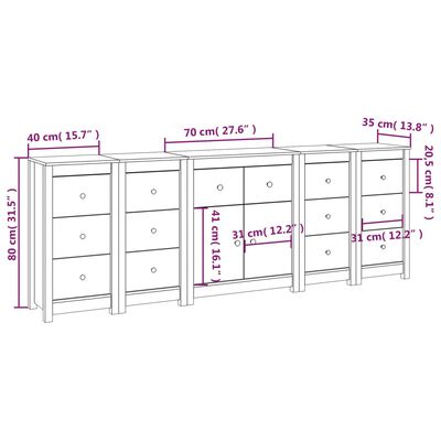 vidaXL Buffet Noir 230x35x80 cm Bois massif de pin