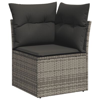 vidaXL Salon de jardin 8 pcs avec coussins gris résine tressée