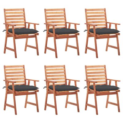 vidaXL Chaises à manger d'extérieur lot de 6 et coussins Acacia massif