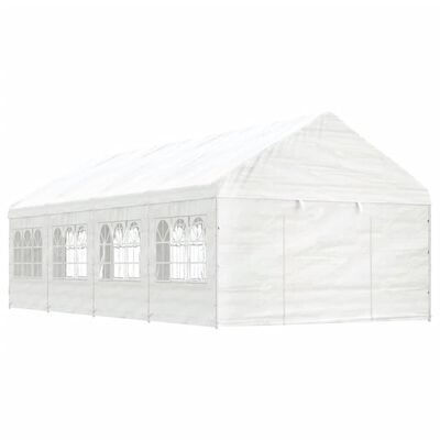 vidaXL Belvédère avec toit blanc 8,92x4,08x3,22 m polyéthylène