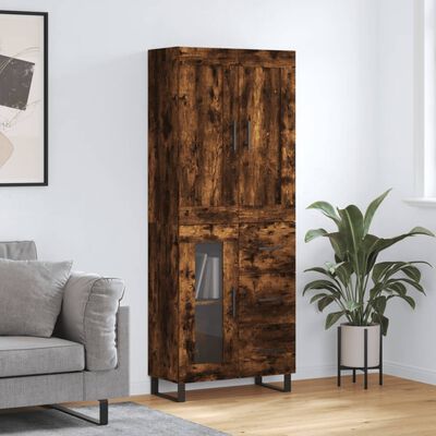 vidaXL Buffet haut Chêne fumé 69,5x34x180 cm Bois d'ingénierie