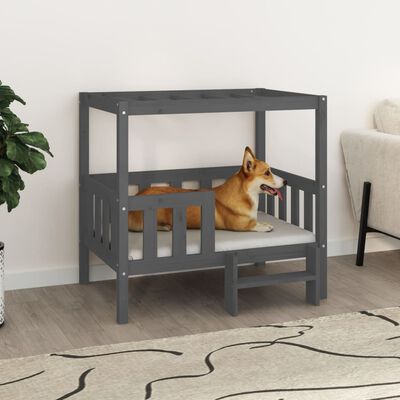 vidaXL Lit pour chien Gris 95,5x73,5x90 cm Bois de pin solide