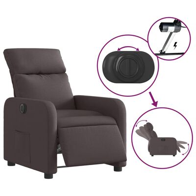 vidaXL Fauteuil inclinable électrique Marron foncé Tissu