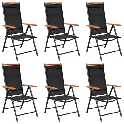 vidaXL Chaises de jardin pliables lot de 6 Textilène Noir