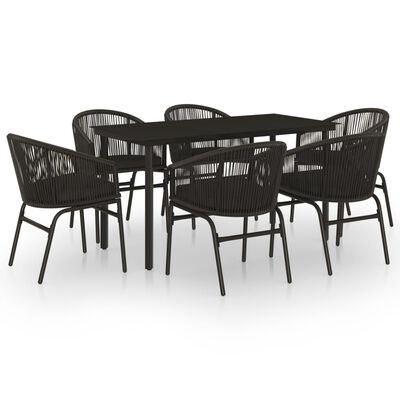 vidaXL Ensemble à manger de jardin 7 pcs Noir