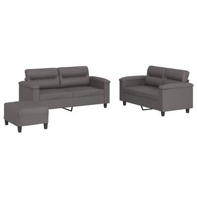 vidaXL Ensemble de canapés 3 pcs avec coussins Gris Similicuir