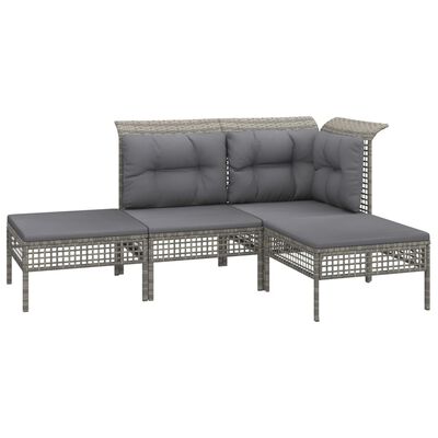 vidaXL Salon de jardin 7 pcs avec coussins Gris Résine tressée