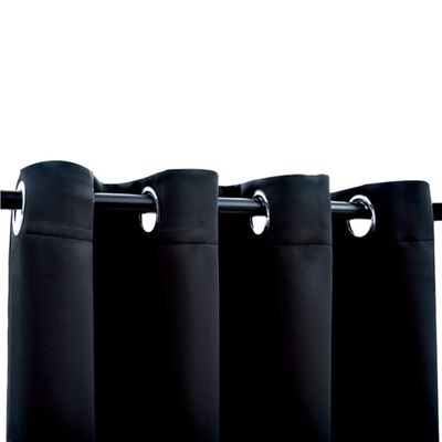 vidaXL Rideaux occultants avec anneaux en métal 2 pcs Noir 140x175 cm