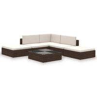 vidaXL Salon de jardin 6 pcs avec coussins Résine tressée Marron