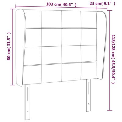 vidaXL Tête de lit avec oreilles Gris foncé 103x23x118/128 cm Tissu