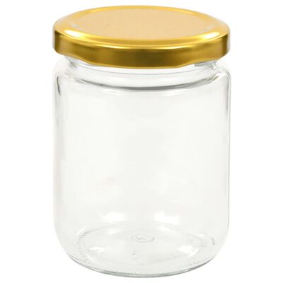 vidaXL 48 pcs Pots à confiture avec couvercle doré Verre 230 ml