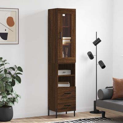 vidaXL Buffet haut Chêne marron 34,5x34x180 cm Bois d'ingénierie